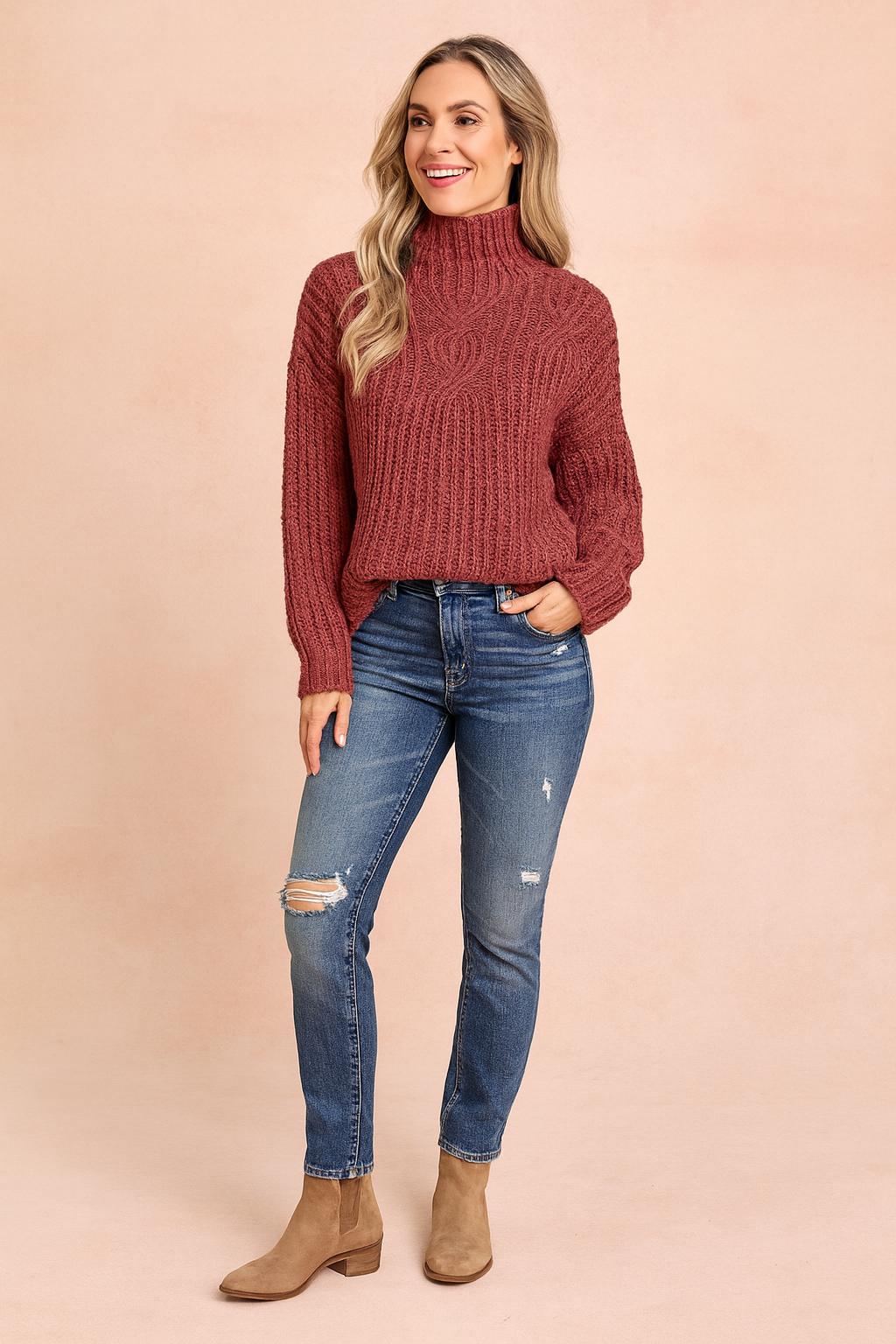 Alice | Cable Knit Turtleneck Sweater in Relaxed Fit for Effortless Style 2