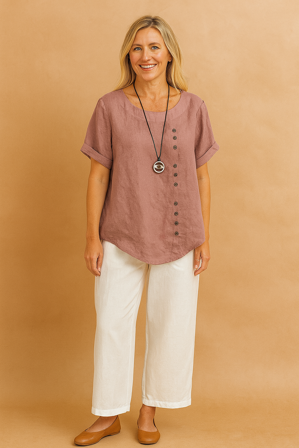 Asymmetrical Womens Blouse with Unique Fastening for Stylish Everyday Wear 0