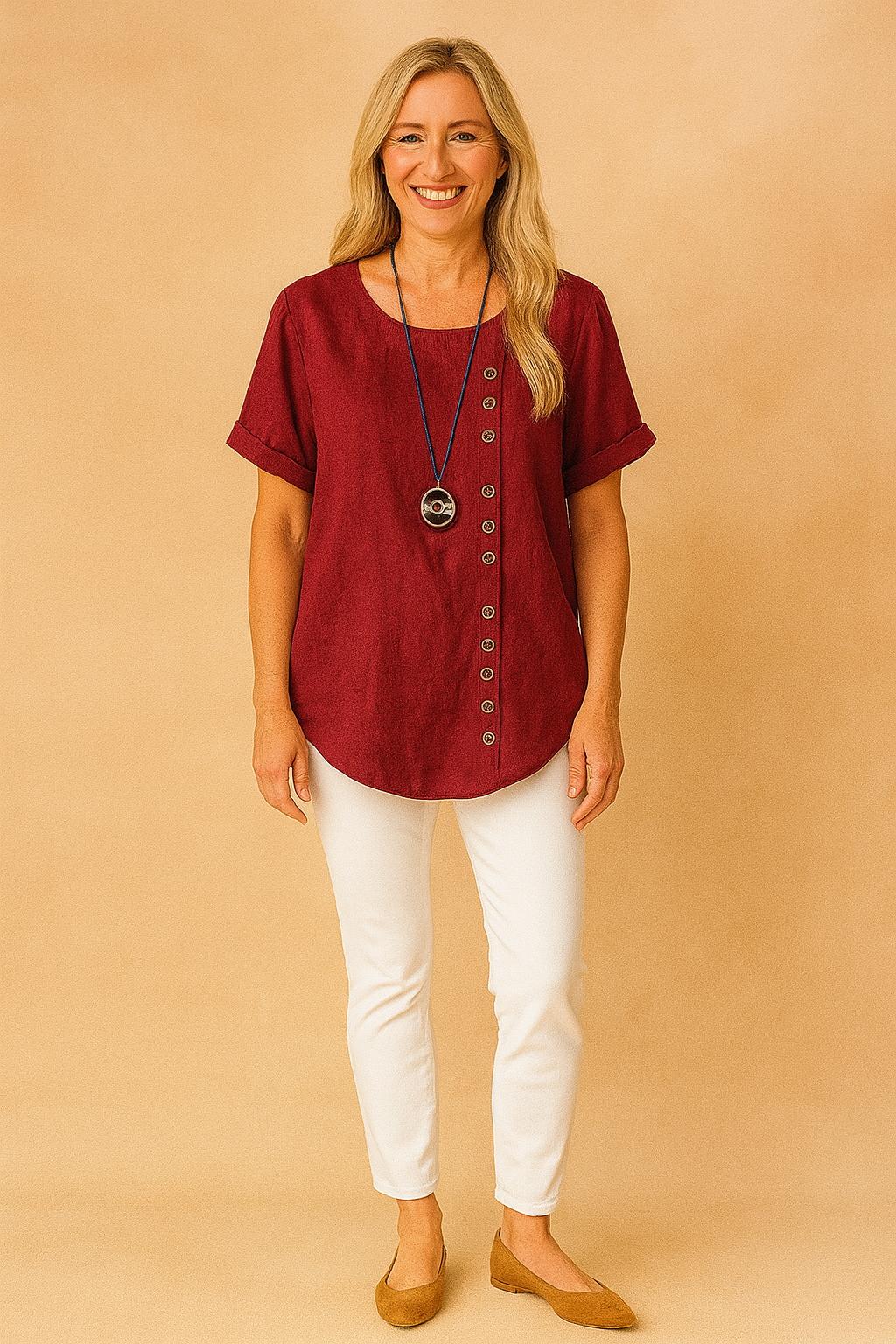 Asymmetrical Womens Blouse with Unique Fastening for Stylish Everyday Wear 1