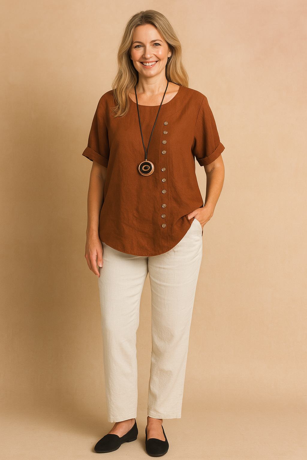 Asymmetrical Womens Blouse with Unique Fastening for Stylish Everyday Wear 2