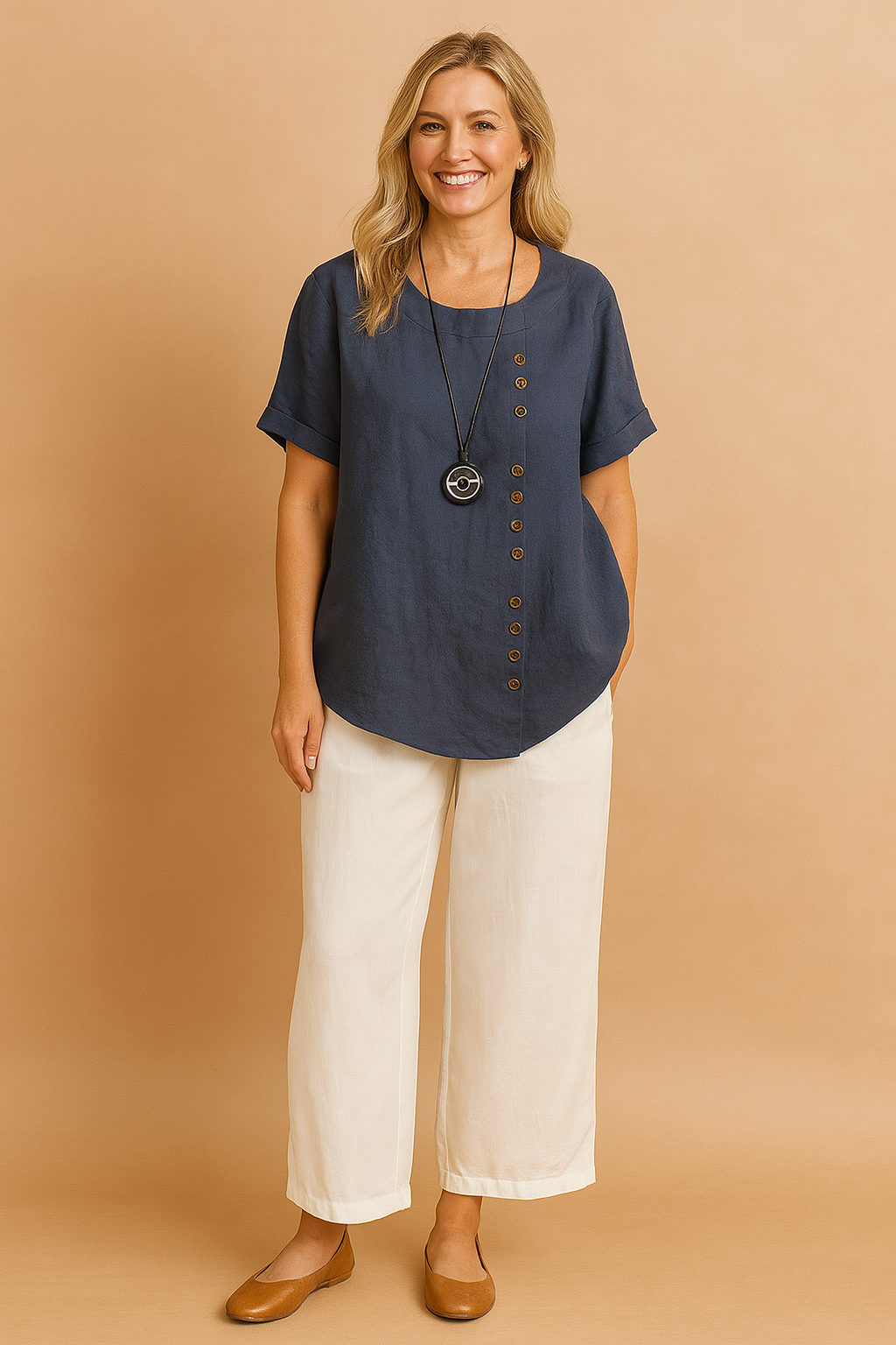 Asymmetrical Womens Blouse with Unique Fastening for Stylish Everyday Wear 3
