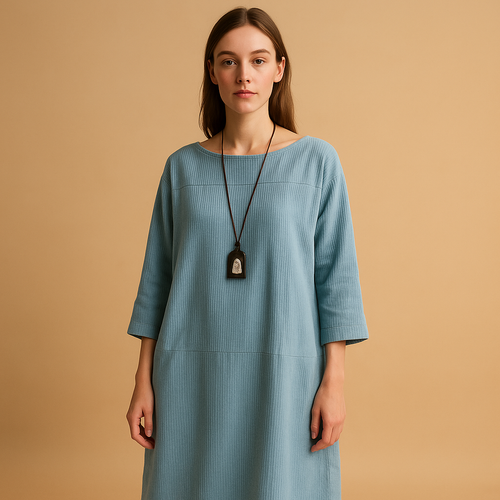 Corduroy summer dress with short sleeves for women | Hazel 1