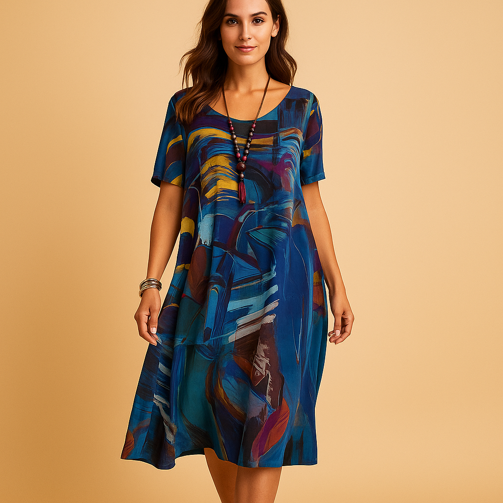 Elegant 3D print midi dress for women | Aurora 0