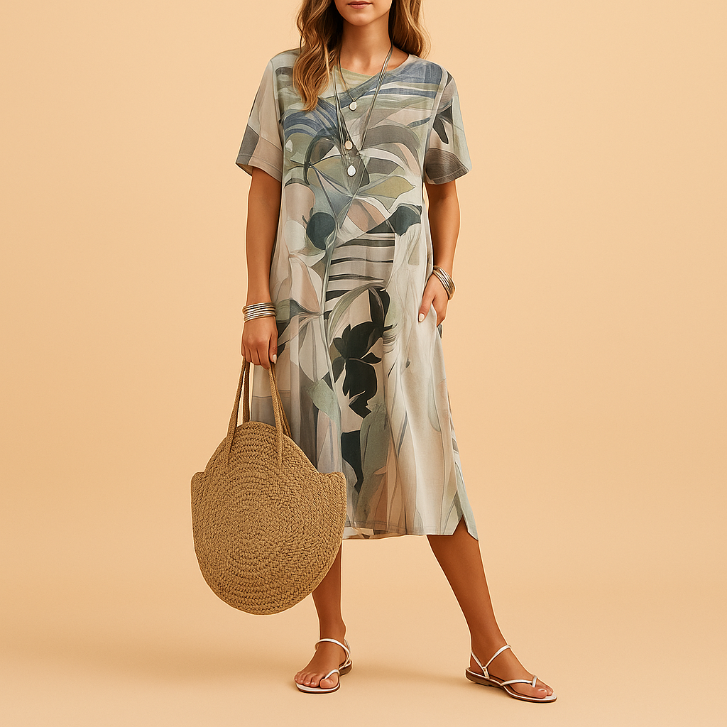 Elegant 3D print midi dress for women | Aurora 1