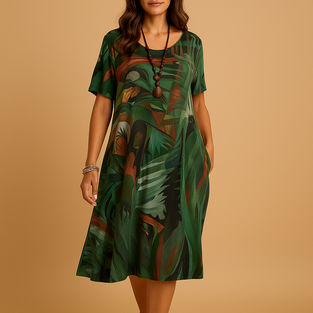 Elegant 3D print midi dress for women | Aurora 2