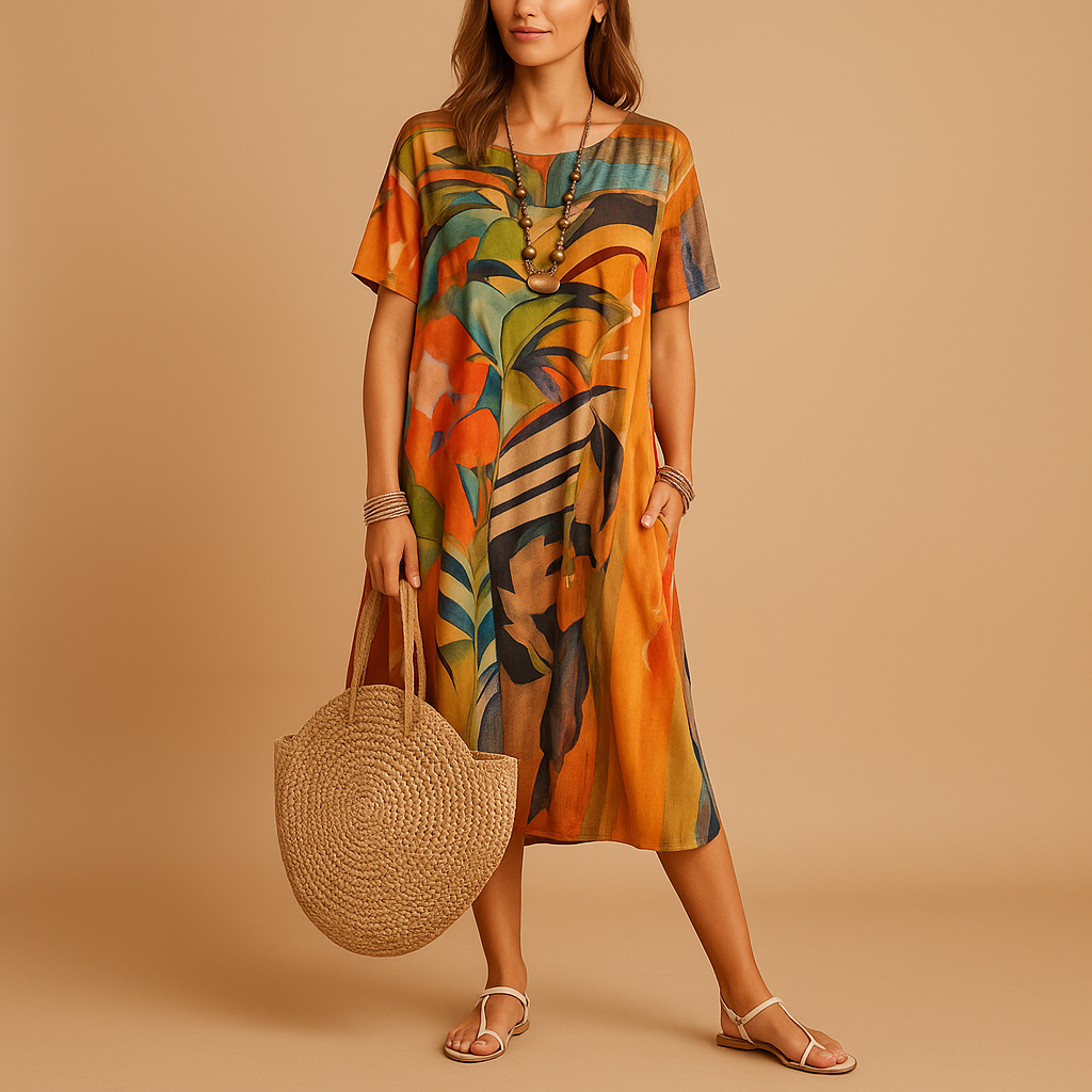 Elegant 3D print midi dress for women | Aurora 3