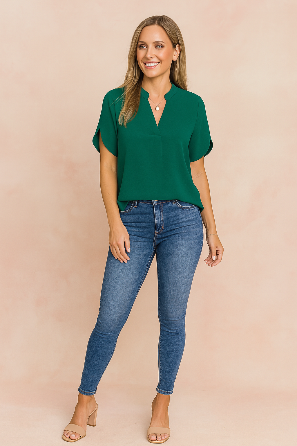 Elegant V-Neck Blouse with Shoulder Slits | Summer Tops for Women 1