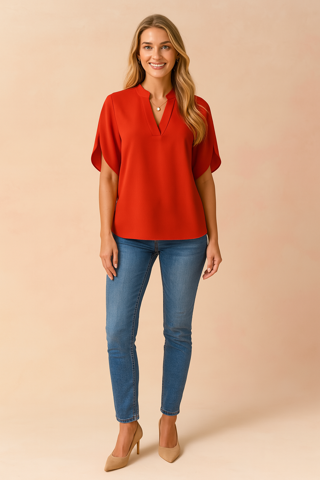 Elegant V-Neck Blouse with Shoulder Slits | Summer Tops for Women 2