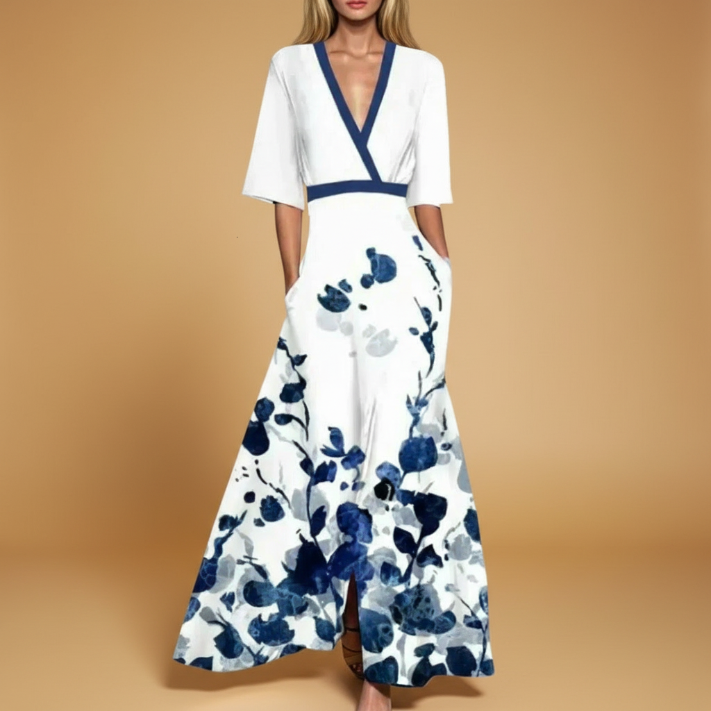 Elegant flower pattern maxi dress for women | Sienna 0
