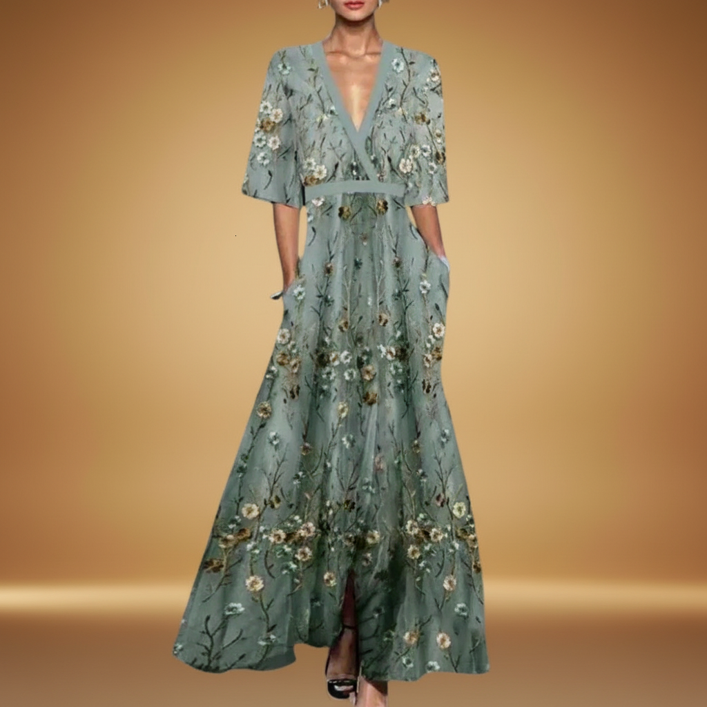 Elegant flower pattern maxi dress for women | Sienna 1