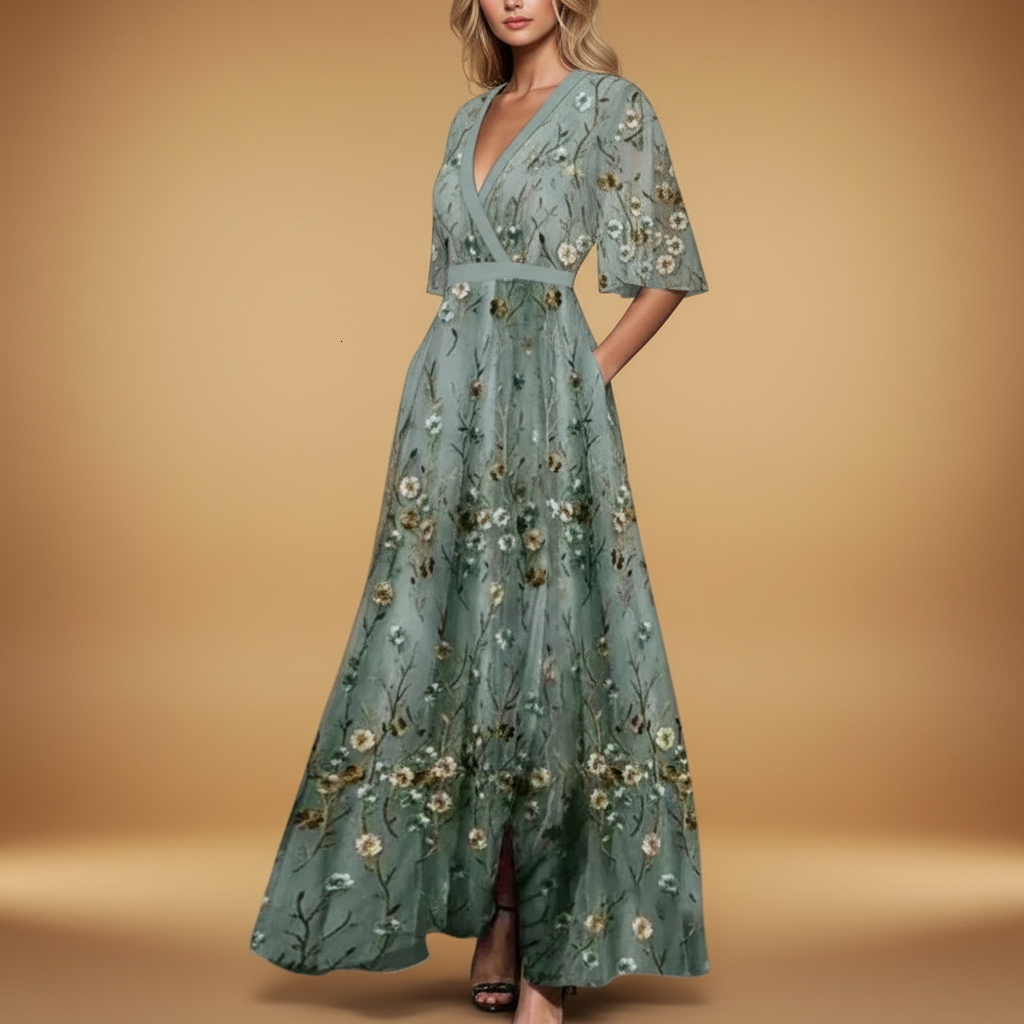 Elegant flower pattern maxi dress for women | Sienna 2