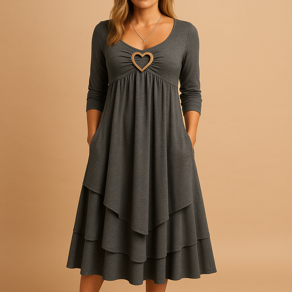 Elegant long A-line dress with pockets for women | Beatrice 0