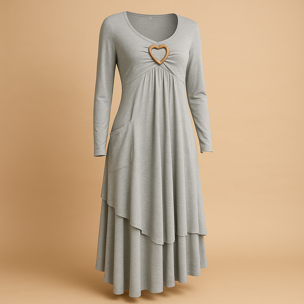 Elegant long A-line dress with pockets for women | Beatrice 1