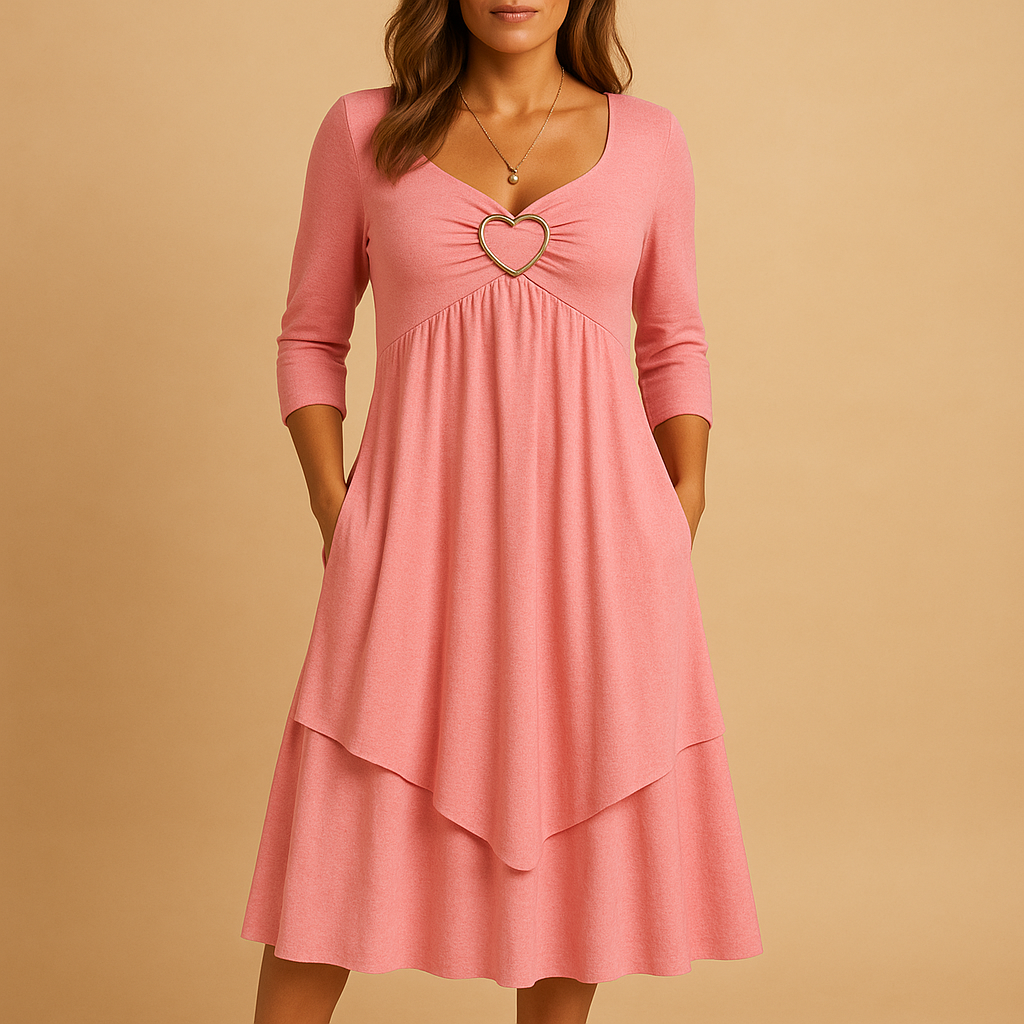 Elegant long A-line dress with pockets for women | Beatrice 2
