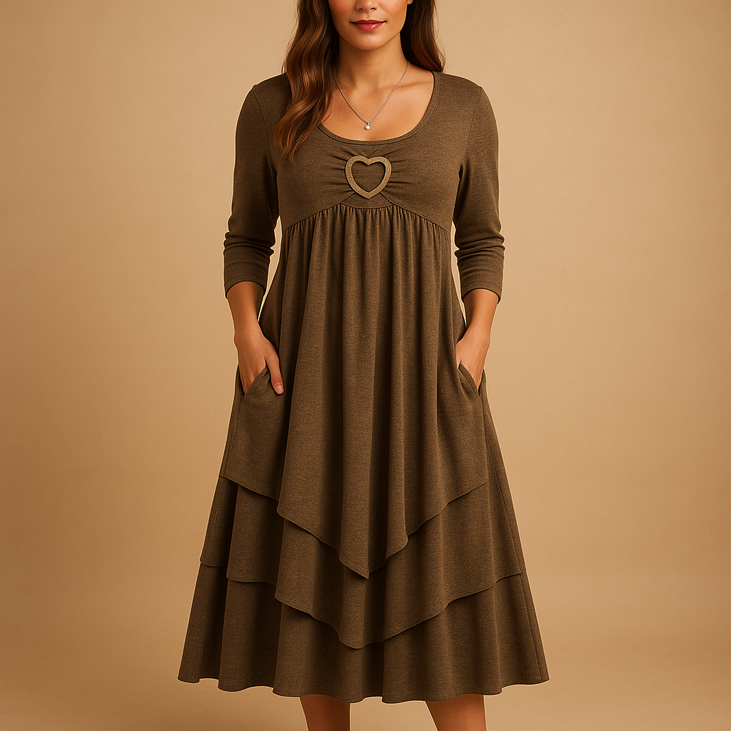 Elegant long A-line dress with pockets for women | Beatrice 3