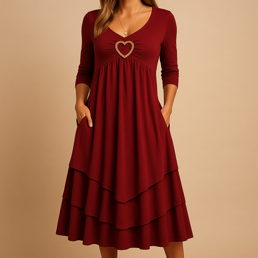 Elegant long A-line dress with pockets for women | Beatrice 4