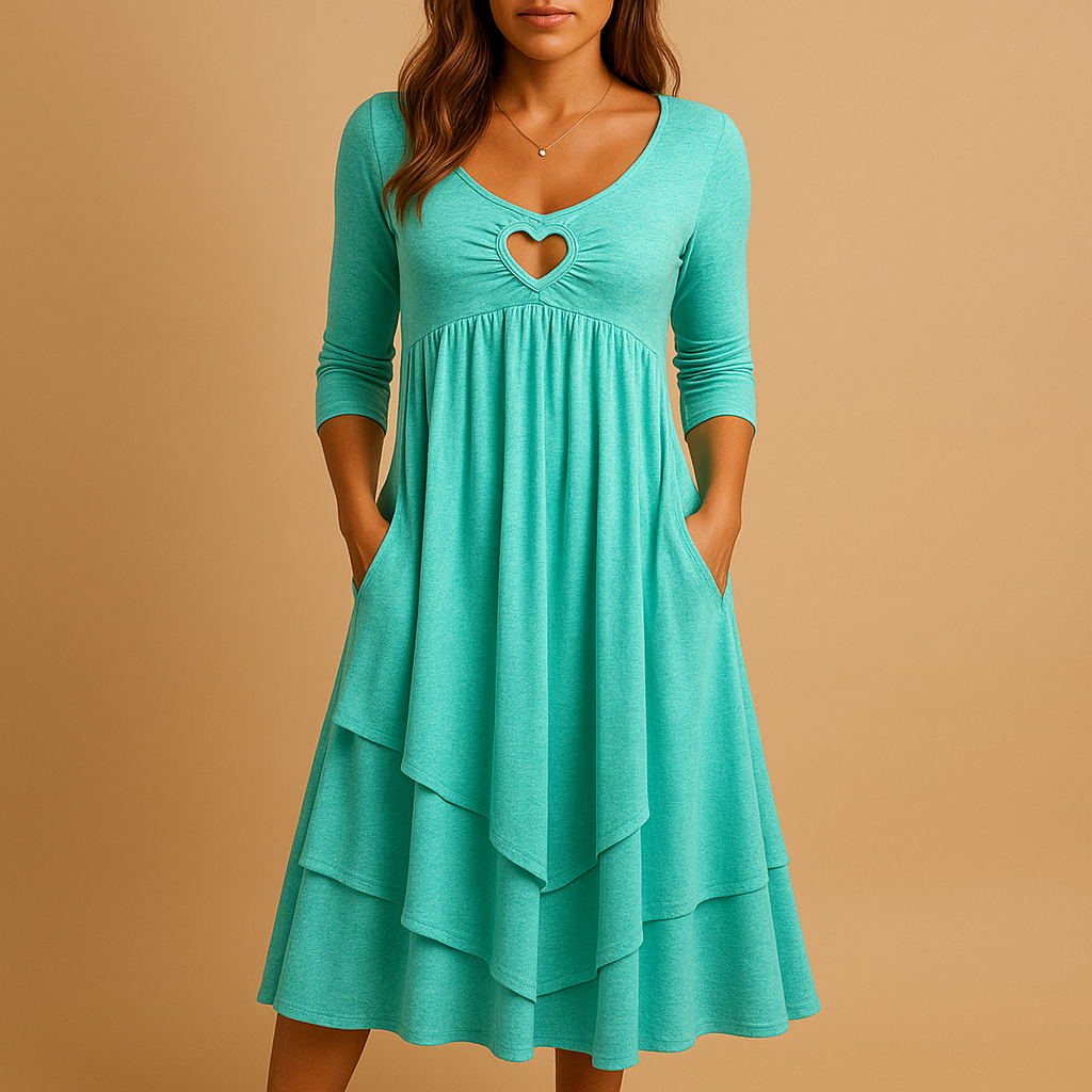 Elegant long A-line dress with pockets for women | Beatrice 5