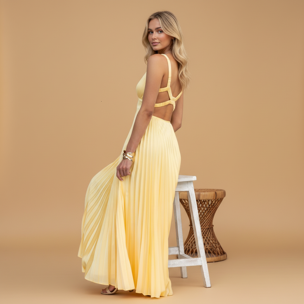 Elegant pleated maxi dress for women | Tamara 2