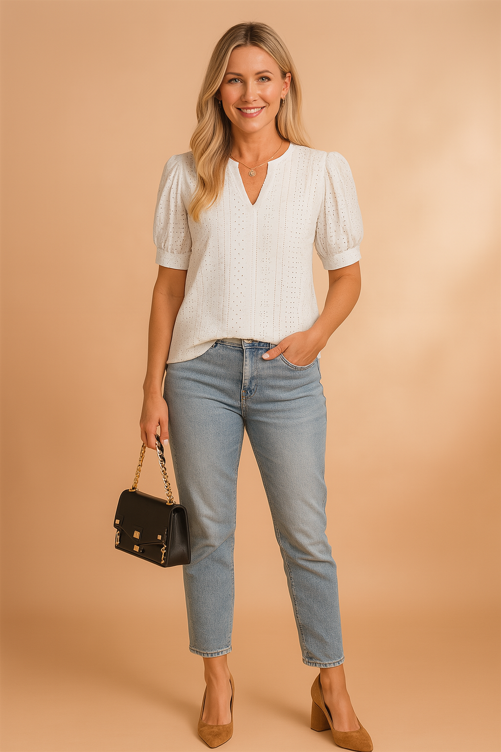 Elira | Womens Blouse with Short Sleeves and Stylish Neckline Cutout 0