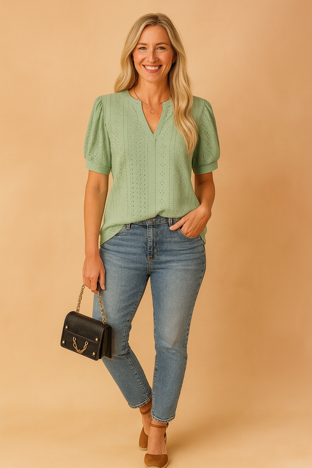 Elira | Womens Blouse with Short Sleeves and Stylish Neckline Cutout 2