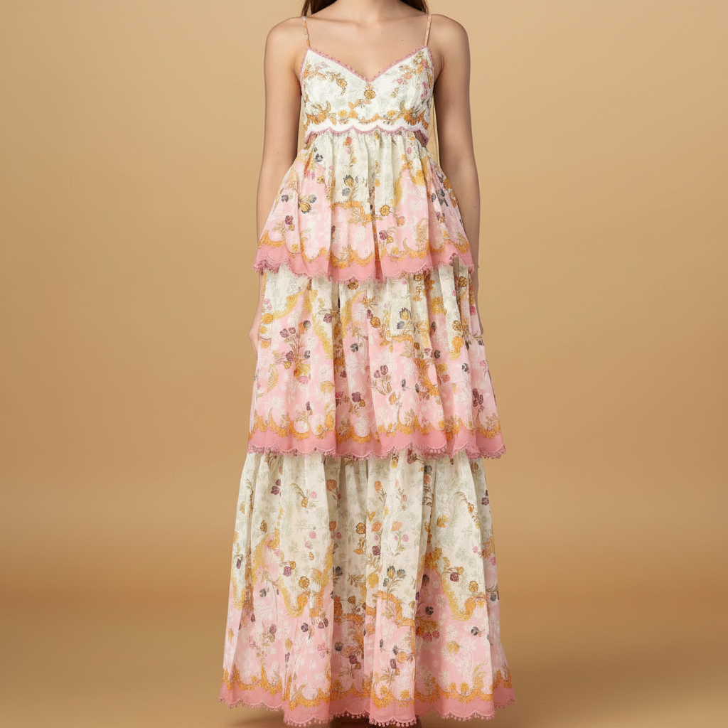 Floral Lace Trim Midi Dress for Women | Freya 0