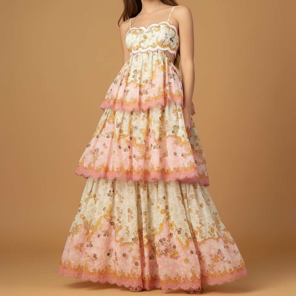 Floral Lace Trim Midi Dress for Women | Freya 1