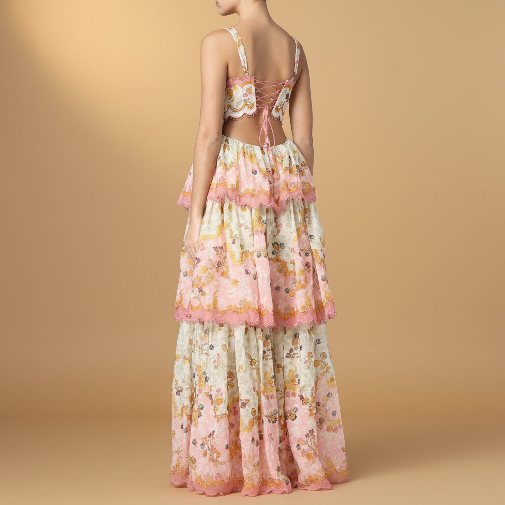 Floral Lace Trim Midi Dress for Women | Freya 2