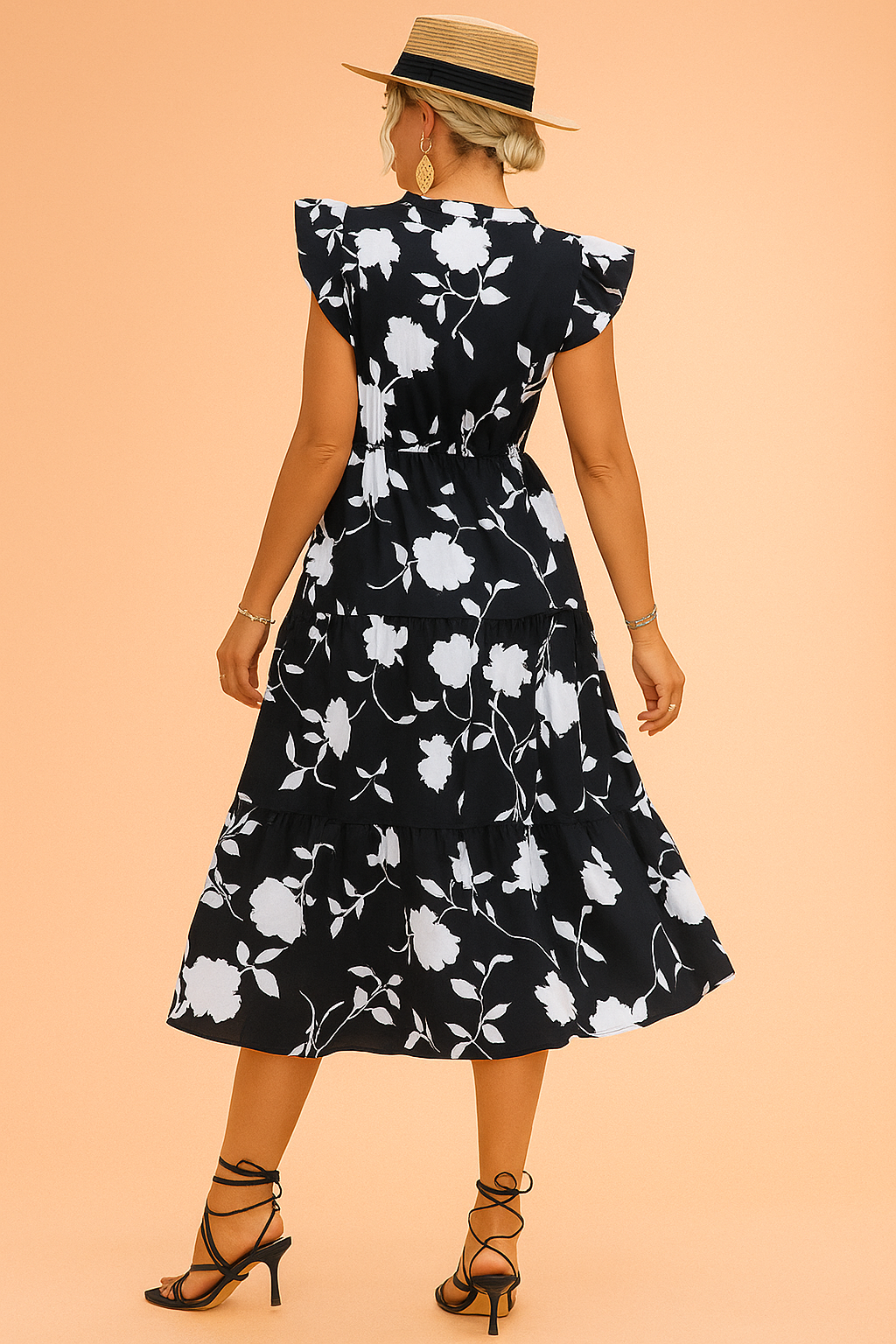 Floral Midi Dress for Women | Lightweight Summer Dress with V-Neck and Detachable Belt 1