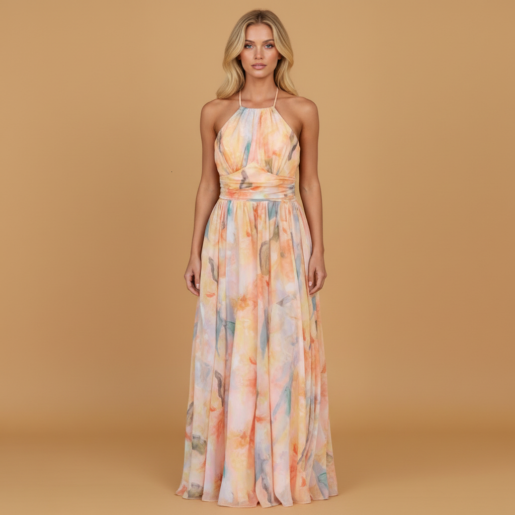 Hand-painted designer maxi dress for women | Layla 0