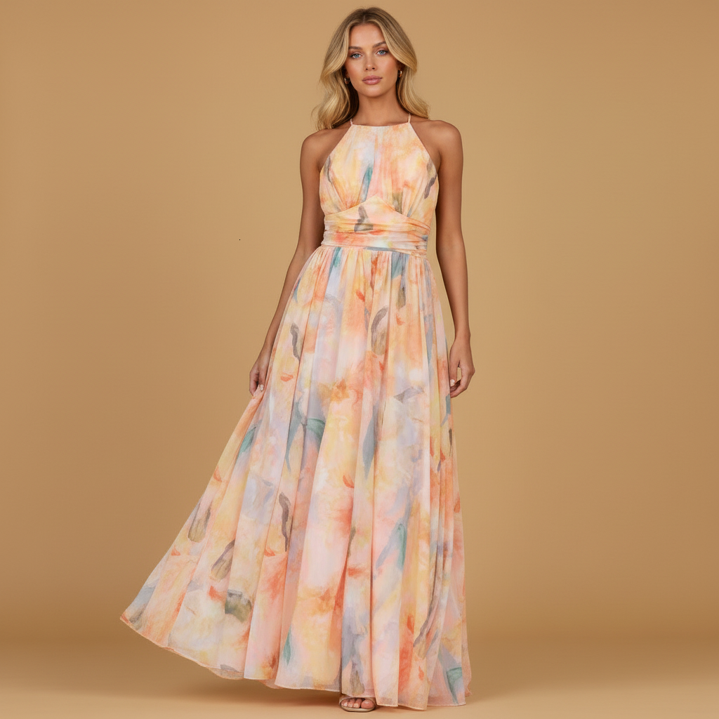 Hand-painted designer maxi dress for women | Layla 1