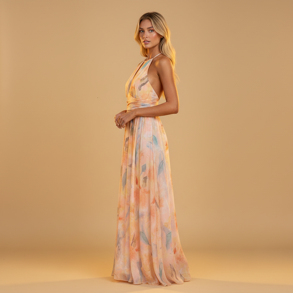 Hand-painted designer maxi dress for women | Layla 2
