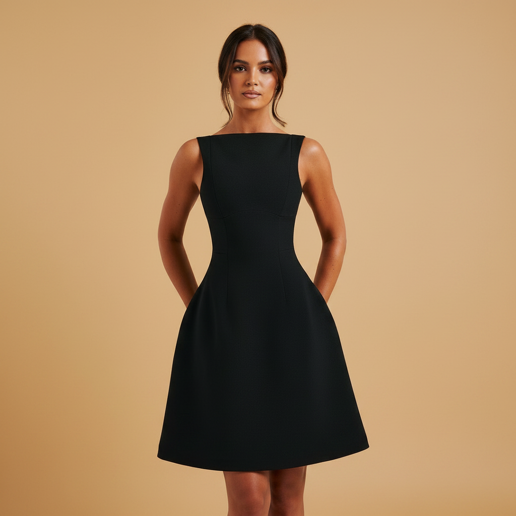 High neck bubble skirt mini dress for women | Sofia 0