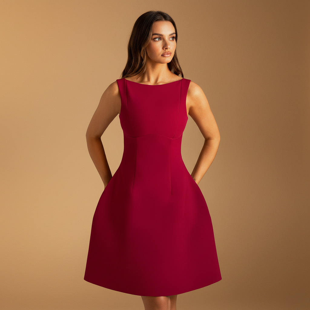 High neck bubble skirt mini dress for women | Sofia 2