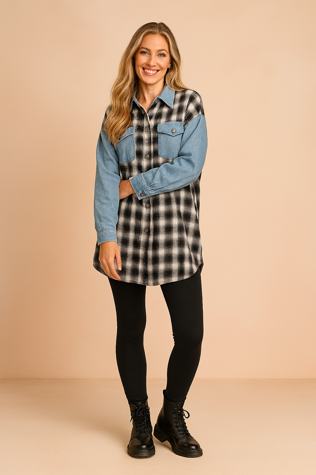 LILY | Long Sleeve Oversized Checkered Blouse for Women 1