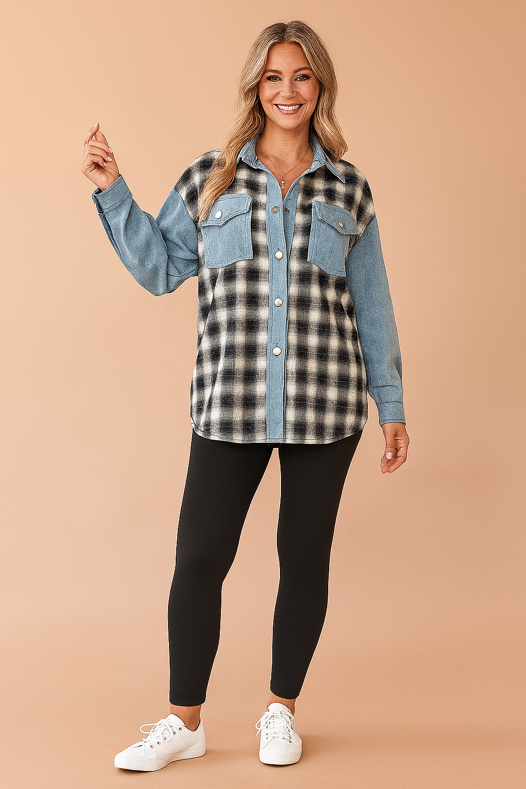 LILY | Long Sleeve Oversized Checkered Blouse for Women 2