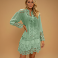 Lace splicing shirt dress for women | Maeve 0
