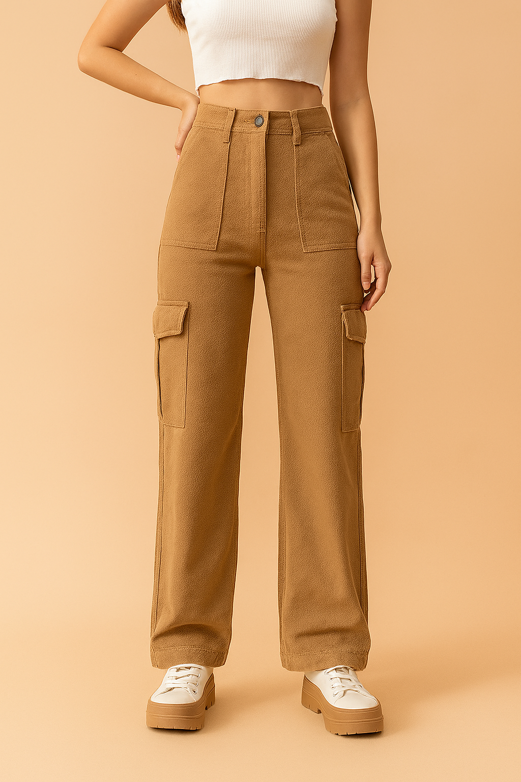 Lena | Women's Wide Leg Cargo Pants with Practical Side Pockets 4