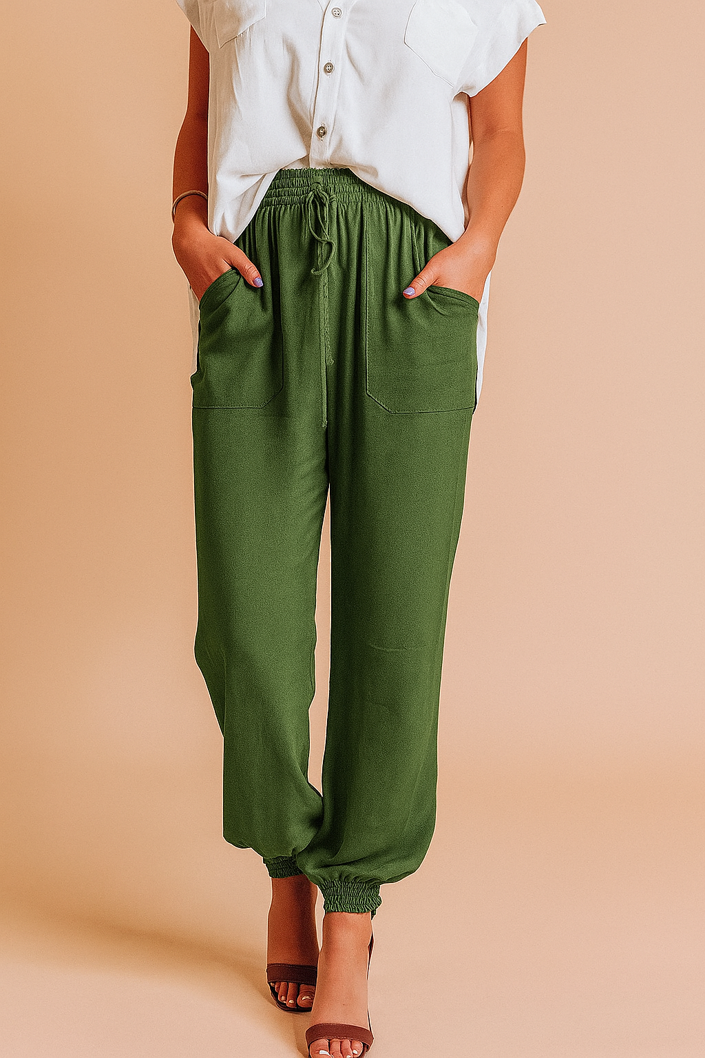 Livia | Boho Relaxed Fit Trousers with Elastic Waist and Ties 2