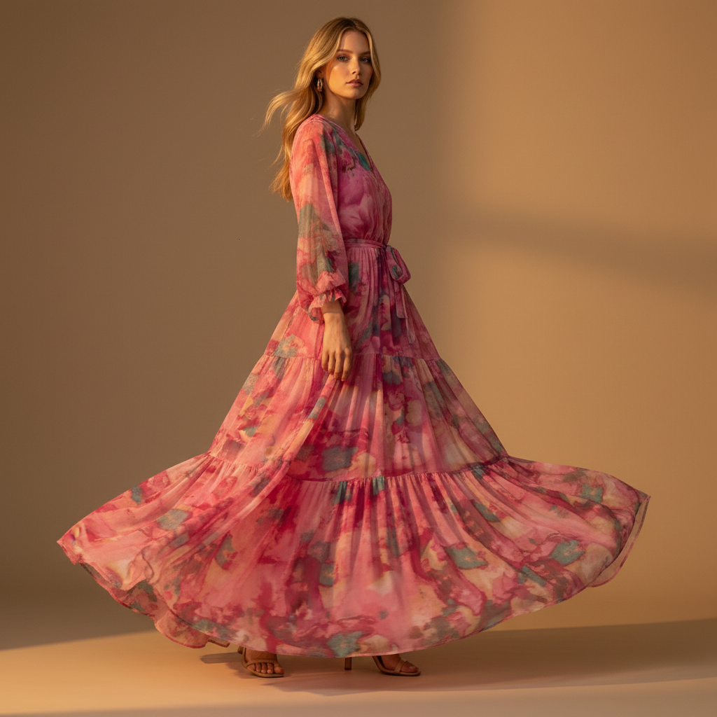 Long floral ceremony dress for women | Flora 1