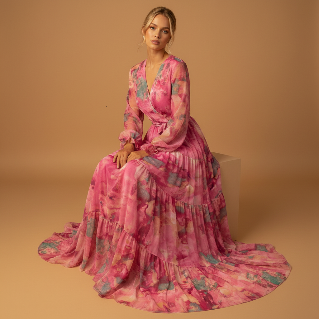 Long floral ceremony dress for women | Flora 2