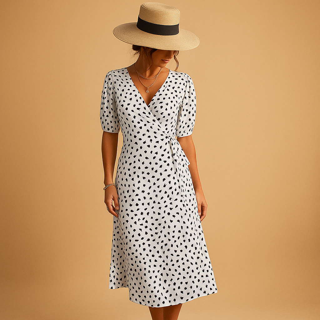 Polka dot summer wrap dress for women | Sophia 2