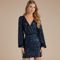 Sequin Surplice Mini Dress for Women | Lola 0