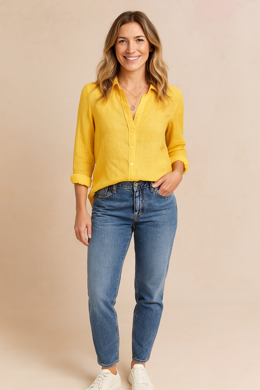 Soli | Women's Casual Classic Blouse with Button Fastening and Rolled-Up Sleeves 8