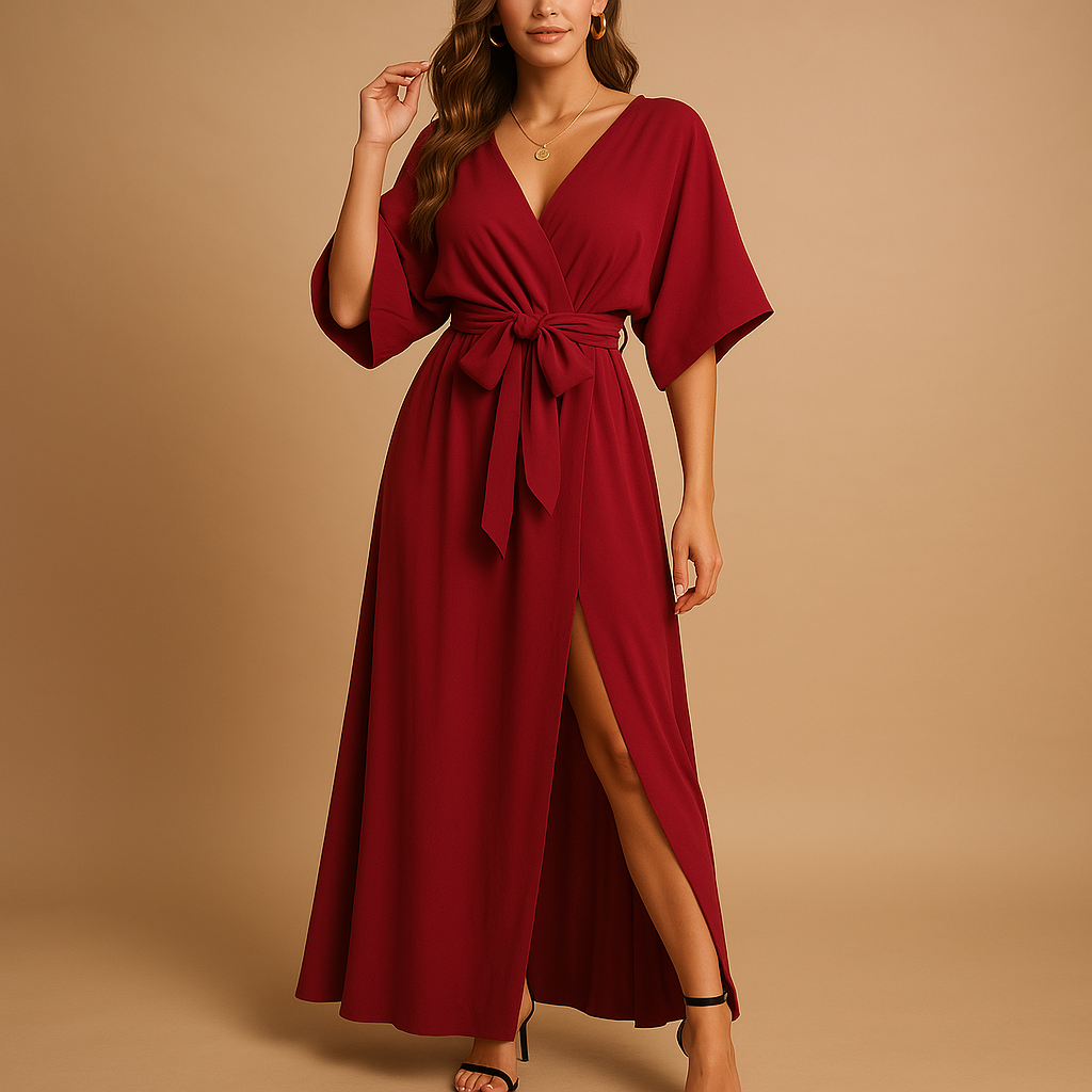 V-neck smart-casual dress for women | Leona 2