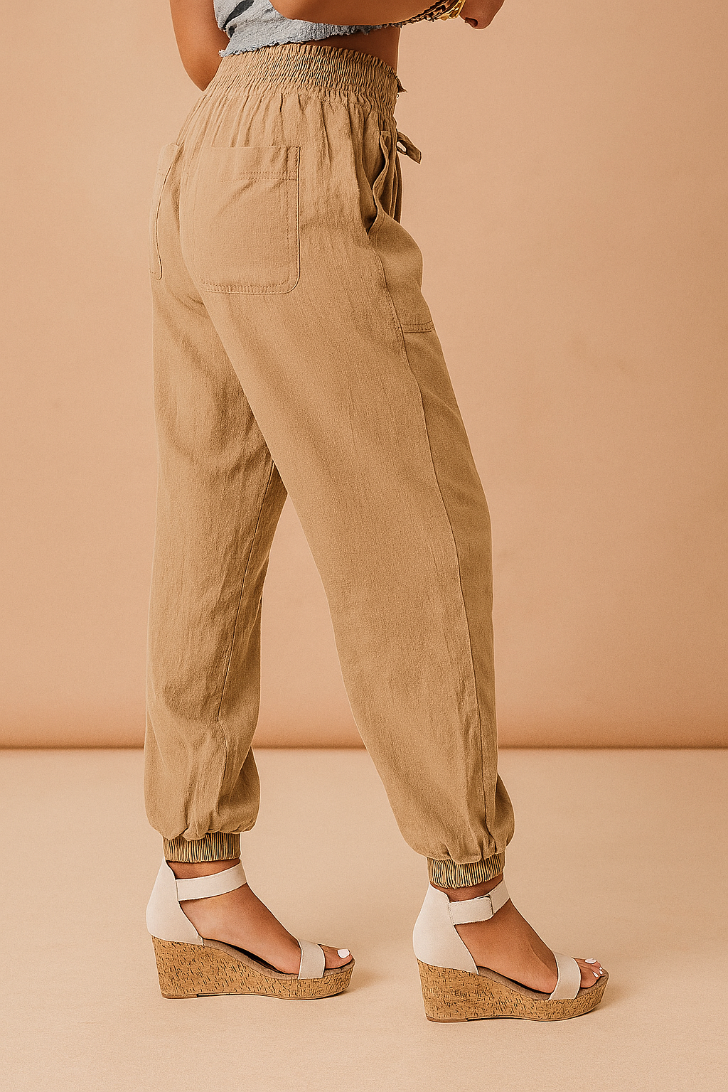 Zuzanna | Women's Relaxed Trousers with Waist Ties and Pockets in Soft Fabric 0