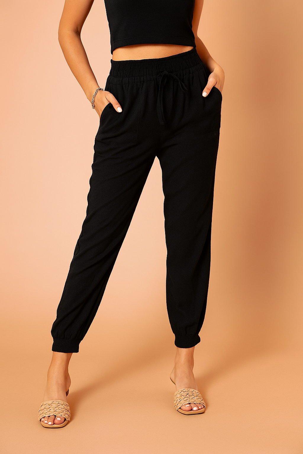 Zuzanna | Women's Relaxed Trousers with Waist Ties and Pockets in Soft Fabric 2